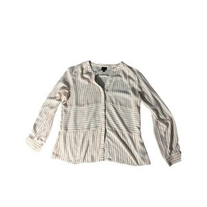 Worthington Women's L Pink & White Striped Sheer Button-Up Top